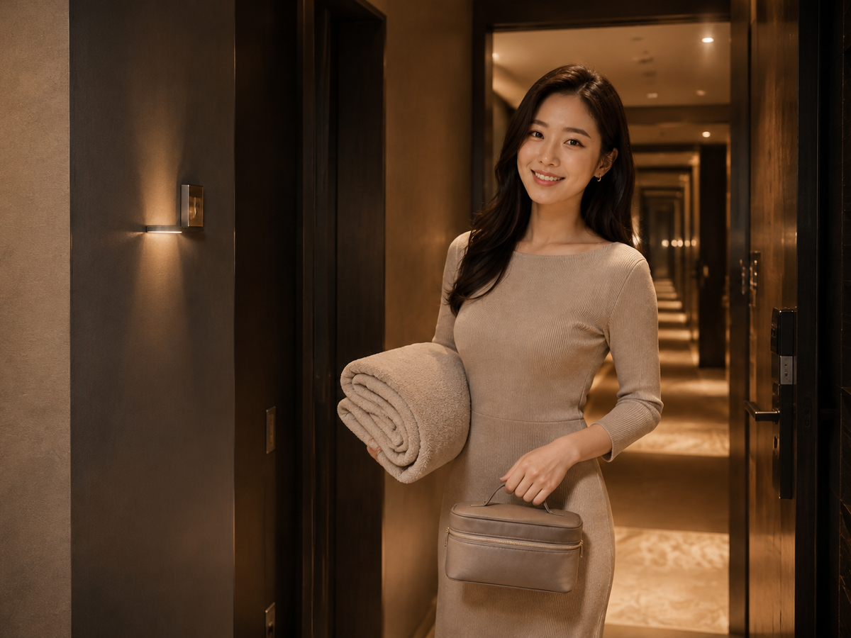용인 수지 방문 홈케어 일정을 준비하는 젊은 성인 한국 여성 관리사